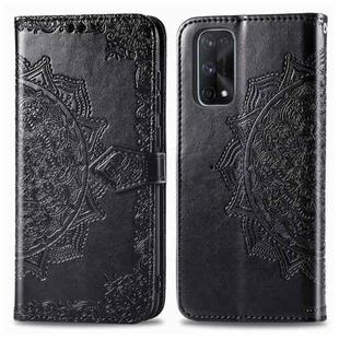 For OPPO Realme X7 Pro Embossed Mandala Pattern TPU + PU Horizontal Flip Leather Case with Holder & Three Card Slots & Wallet(Black)
