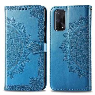 For OPPO Realme X7 Pro Embossed Mandala Pattern TPU + PU Horizontal Flip Leather Case with Holder & Three Card Slots & Wallet(Blue)