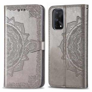 For OPPO Realme X7 Pro Embossed Mandala Pattern TPU + PU Horizontal Flip Leather Case with Holder & Three Card Slots & Wallet(Gray)