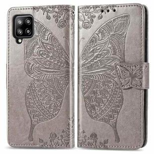 For Galaxy A42 5G Butterfly Love Flower Embossed Horizontal Flip Leather Case with Bracket / Card Slot / Wallet / Lanyard(Gray)