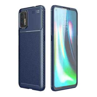 For Motorola Moto G9 Plus Carbon Fiber Texture Shockproof TPU Case(Blue)