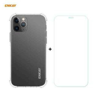 For iPhone 12 / 12 Pro Hat-Prince ENKAY 2 in 1 Clear TPU Soft Case Shockproof Cover + 0.26mm 9H 2.5D Tempered Glass Protector Film