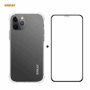 For iPhone 12 / 12 Pro Hat-Prince ENKAY 2 in 1 Clear TPU Soft Case Shockproof Cover + 0.26mm 9H 2.5D Full Glue Full Coverage Tempered Glass Protector Film