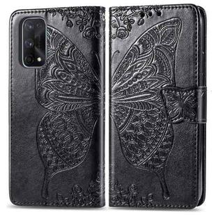 For OPPO Realme X7 Butterfly Love Flower Embossed Horizontal Flip Leather Case with Bracket / Card Slot / Wallet / Lanyard(Black)