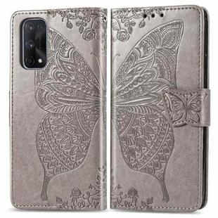 For OPPO Realme X7 Butterfly Love Flower Embossed Horizontal Flip Leather Case with Bracket / Card Slot / Wallet / Lanyard(Gray)