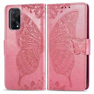 For OPPO Realme X7 Butterfly Love Flower Embossed Horizontal Flip Leather Case with Bracket / Card Slot / Wallet / Lanyard(Pink)