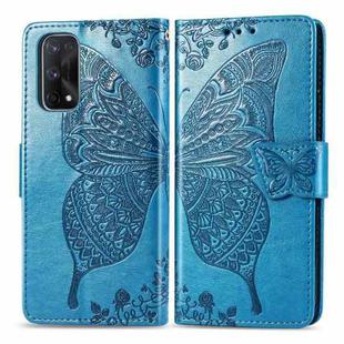 For OPPO Realme X7 Pro Butterfly Love Flower Embossed Horizontal Flip Leather Case with Bracket / Card Slot / Wallet / Lanyard(Blue)