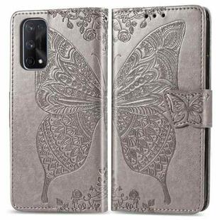 For OPPO Realme X7 Pro Butterfly Love Flower Embossed Horizontal Flip Leather Case with Bracket / Card Slot / Wallet / Lanyard(Gray)