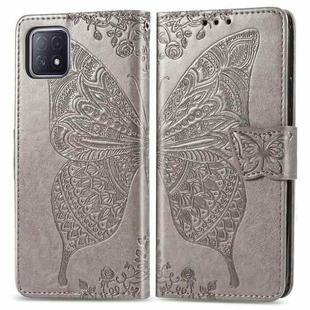 For Oppo A72 5G Butterfly Love Flower Embossed Horizontal Flip Leather Case with Bracket / Card Slot / Wallet / Lanyard(Gray)