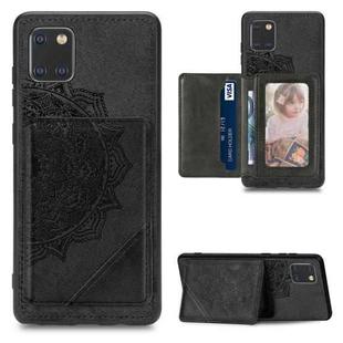For Galaxy M60S/Note 10 Lite Mandala Embossed Magnetic Cloth Case with Holder & Card Slots & Wallet & Photo Frame(Black)
