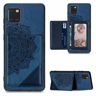 For Galaxy M60S/Note 10 Lite Mandala Embossed Magnetic Cloth Case with Holder & Card Slots & Wallet & Photo Frame(Blue)
