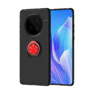 For Huawei Mate 40 Metal Ring Holder 360 Degree Rotating TPU Case(Black+Red)