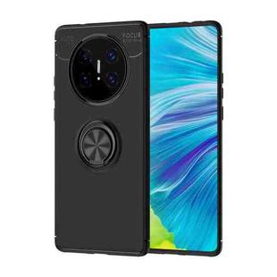 For Huawei Mate 40 Pro+ Metal Ring Holder 360 Degree Rotating TPU Case(Black+Black)