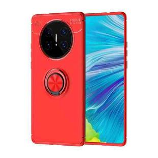 For Huawei Mate 40 Pro+ Metal Ring Holder 360 Degree Rotating TPU Case(Red+Red)