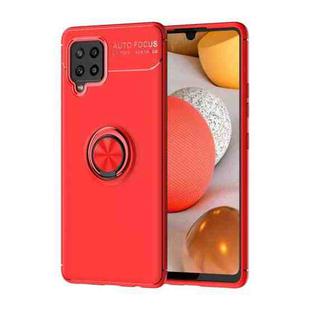 For Samsung Galaxy A42 5G Metal Ring Holder 360 Degree Rotating TPU Case(Red+Red)