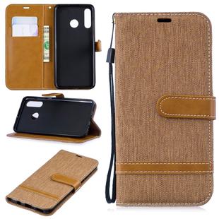 Color Matching Denim Texture Leather Case for Huawei P30 Lite, with Holder & Card Slots & Wallet & Lanyard(Brown)