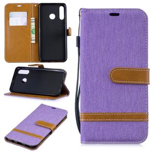 Color Matching Denim Texture Leather Case for Huawei P30 Lite, with Holder & Card Slots & Wallet & Lanyard(Purple)