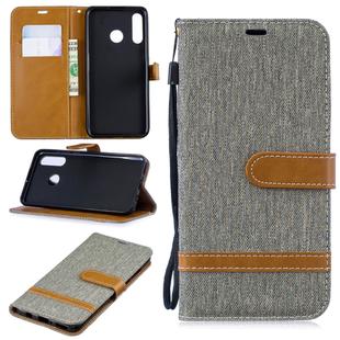 Color Matching Denim Texture Leather Case for Huawei P30 Lite, with Holder & Card Slots & Wallet & Lanyard(Gray)