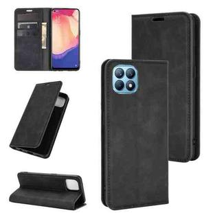 For OPPO Reno4 SE Retro-skin Business Magnetic Suction Leather Case with Holder & Card Slots & Wallet(Black)