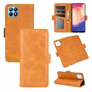 For OPPO Reno4 SE Dual-side Magnetic Buckle Horizontal Flip Leather Case with Holder & Card Slots & Wallet(Yellow)