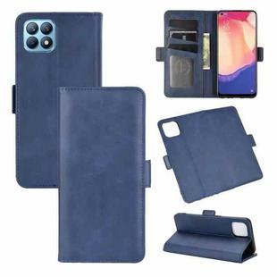For OPPO Reno4 SE Dual-side Magnetic Buckle Horizontal Flip Leather Case with Holder & Card Slots & Wallet(Dark Blue)