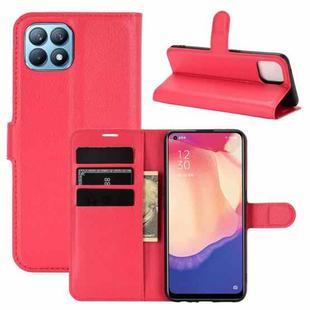 For OPPO Reno4 SE Litchi Texture Horizontal Flip Protective Case with Holder & Card Slots & Wallet(Red)