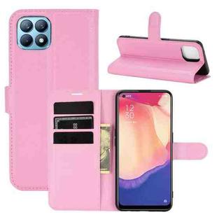 For OPPO Reno4 SE Litchi Texture Horizontal Flip Protective Case with Holder & Card Slots & Wallet(Pink)