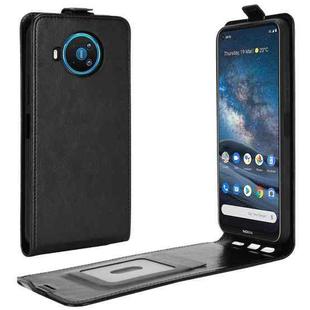 For Nokia 8.3 R64 Texture Single Vertical Flip Leather Protective Case with Card Slots & Photo Frame(Black)