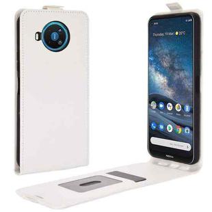 For Nokia 8.3 R64 Texture Single Vertical Flip Leather Protective Case with Card Slots & Photo Frame(White)