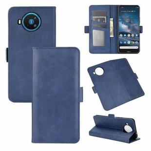 For Nokia 8.3 Dual-side Magnetic Buckle Horizontal Flip Leather Case with Holder & Card Slots & Wallet(Dark Blue)
