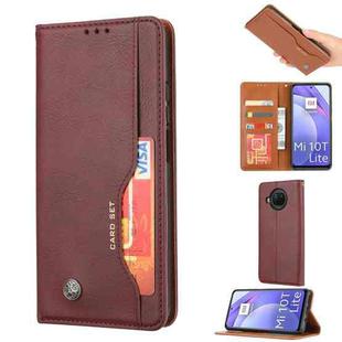 For Xiaomi Mi 10T Lite Knead Skin Texture Horizontal Flip Leather Case with Photo Frame & Holder & Card Slots & Wallet(Wine Red)