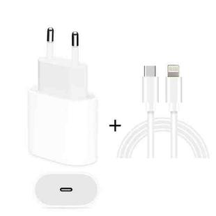 2 in 1 PD 20W Single USB-C / Type-C Port Travel Charger + 3A PD3.0 USB-C / Type-C to 8 Pin Fast Charge Data Cable Set, Cable Length: 1m, EU Plug