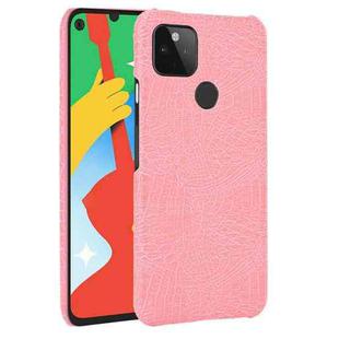 For Google Pixel 5 Shockproof Crocodile Texture PC + PU Case(Pink)