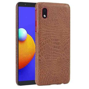 For Samsung Galaxy A01 Core Shockproof Crocodile Texture PC + PU Case(Brown)
