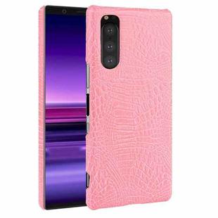 For Sony Xperia 5 II Shockproof Crocodile Texture PC + PU Case(Pink)