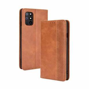 For OnePlus 8T Magnetic Buckle Retro Crazy Horse Texture Horizontal Flip Leather Case with Holder & Card Slots & Photo Frame(Brown)