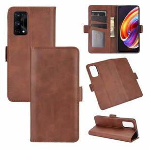 For OPPO Realme X7 Pro Dual-side Magnetic Buckle Horizontal Flip Leather Case with Holder & Card Slots & Wallet(Brown)