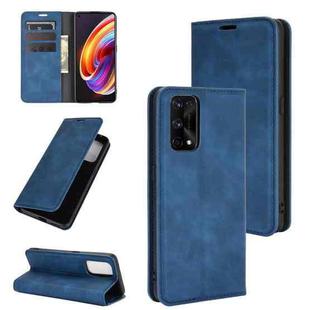 For Oppo Realme X7 Retro-skin Business Magnetic Suction Leather Case with Holder & Card Slots & Wallet(Dark Blue)
