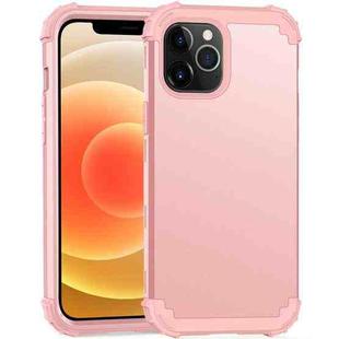For iPhone 12 mini PC+ Silicone Three-piece Anti-drop Mobile Phone Protective Back Cover (Rose Gold)