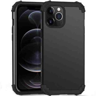 For iPhone 12 / 12 Pro PC+ Silicone Three-piece Anti-drop Mobile Phone Protective Back Cover(Black)