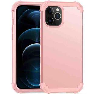 For iPhone 12 Pro Max PC+ Silicone Three-piece Anti-drop Mobile Phone Protective Back Cover(Rose Gold)