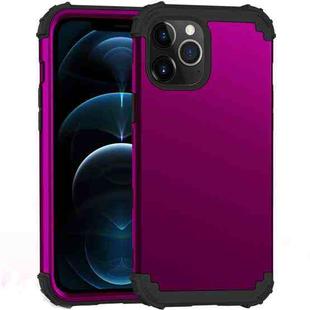 For iPhone 12 Pro Max PC+ Silicone Three-piece Anti-drop Mobile Phone Protective Back Cover(Purple)