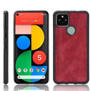 For Google Pixel 5 Shockproof Sewing Cow Pattern Skin PC + PU + TPU Case(Red)