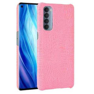 For OPPO Reno4 Pro 4G (Foreign India version) Shockproof Crocodile Texture PC + PU Case(Pink)