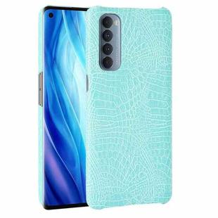 For OPPO Reno4 Pro 4G (Foreign India version) Shockproof Crocodile Texture PC + PU Case(Light green)