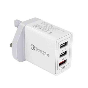 SDC-30W 30W QC 3.0 USB + 2.4A Dual USB 2.0 Ports Mobile Phone Tablet PC Universal Quick Charger Travel Charger, UK Plug
