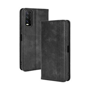 For vivo Y20/ Y20i Magnetic Buckle Retro Crazy Horse Texture Horizontal Flip Leather Case  , with Holder & Card Slots & Photo Frame(Black)