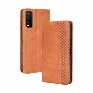 For vivo Y20/ Y20i Magnetic Buckle Retro Crazy Horse Texture Horizontal Flip Leather Case  , with Holder & Card Slots & Photo Frame(Brown)