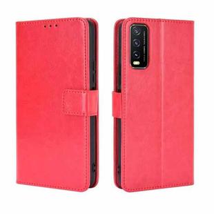 For VIVO Y20 2020/ Y20i  Retro Crazy Horse Texture Horizontal Flip Leather Case , with Holder & Card Slots & Photo Frame(Red)