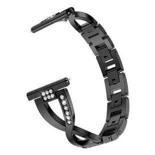 X-shaped Diamond-studded Solid Stainless Steel Wrist Strap Watch Band for Samsung Gear S3(Black)